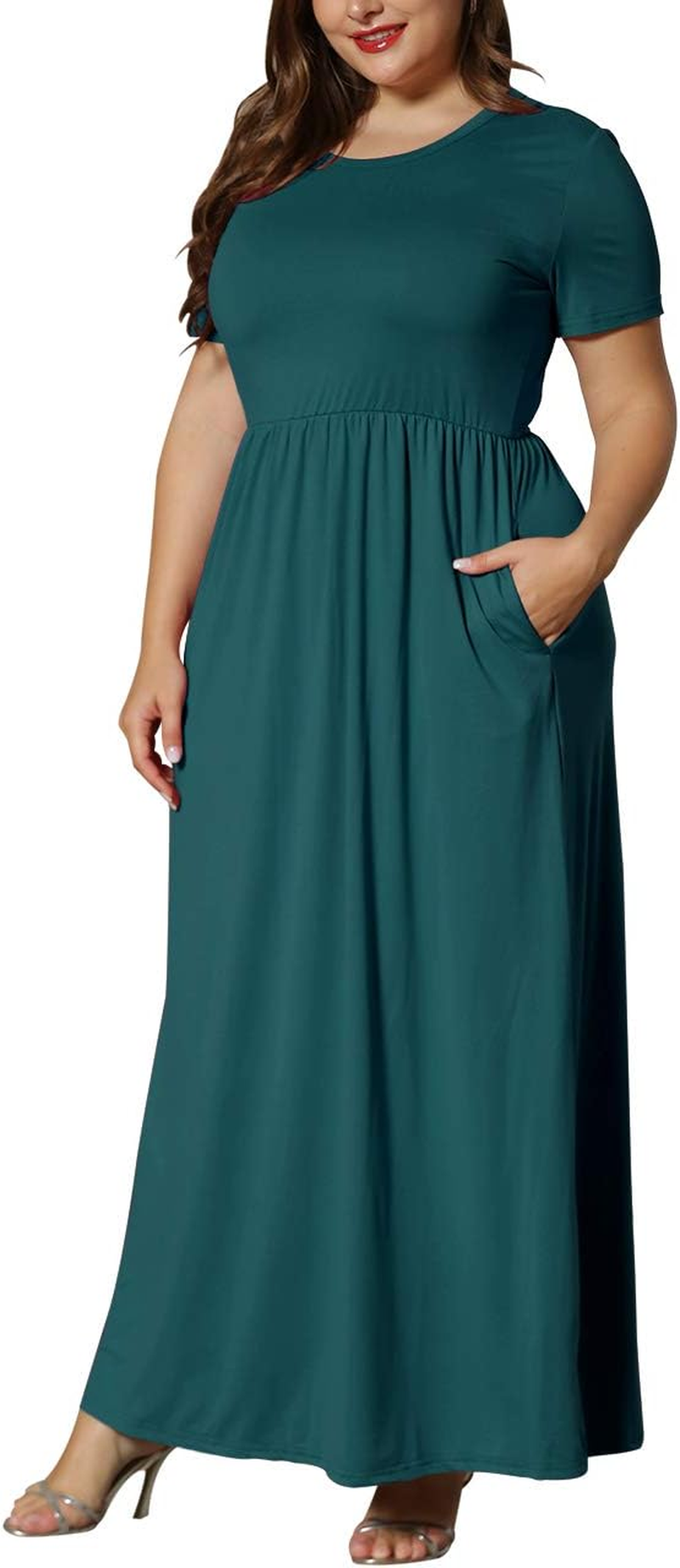 Women’S plus Size Maxi Dresses for Curvy Women Summer Casual Short Sleeve 2025 Long Dress 14W-26W - Image 5