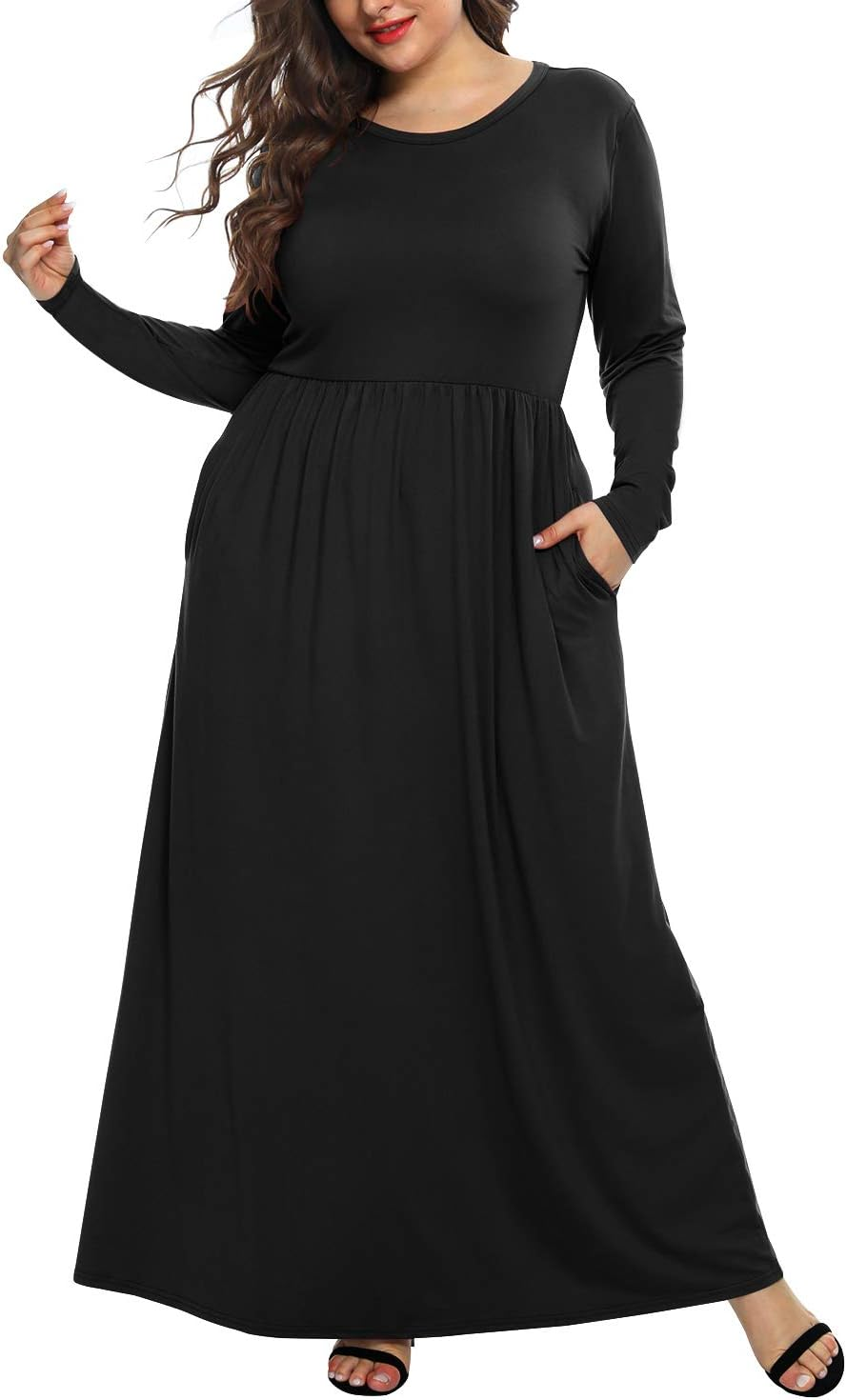 Women'S plus Size Maxi Dresses for Curvy Women Long Sleeve Casual Dress - Image 3