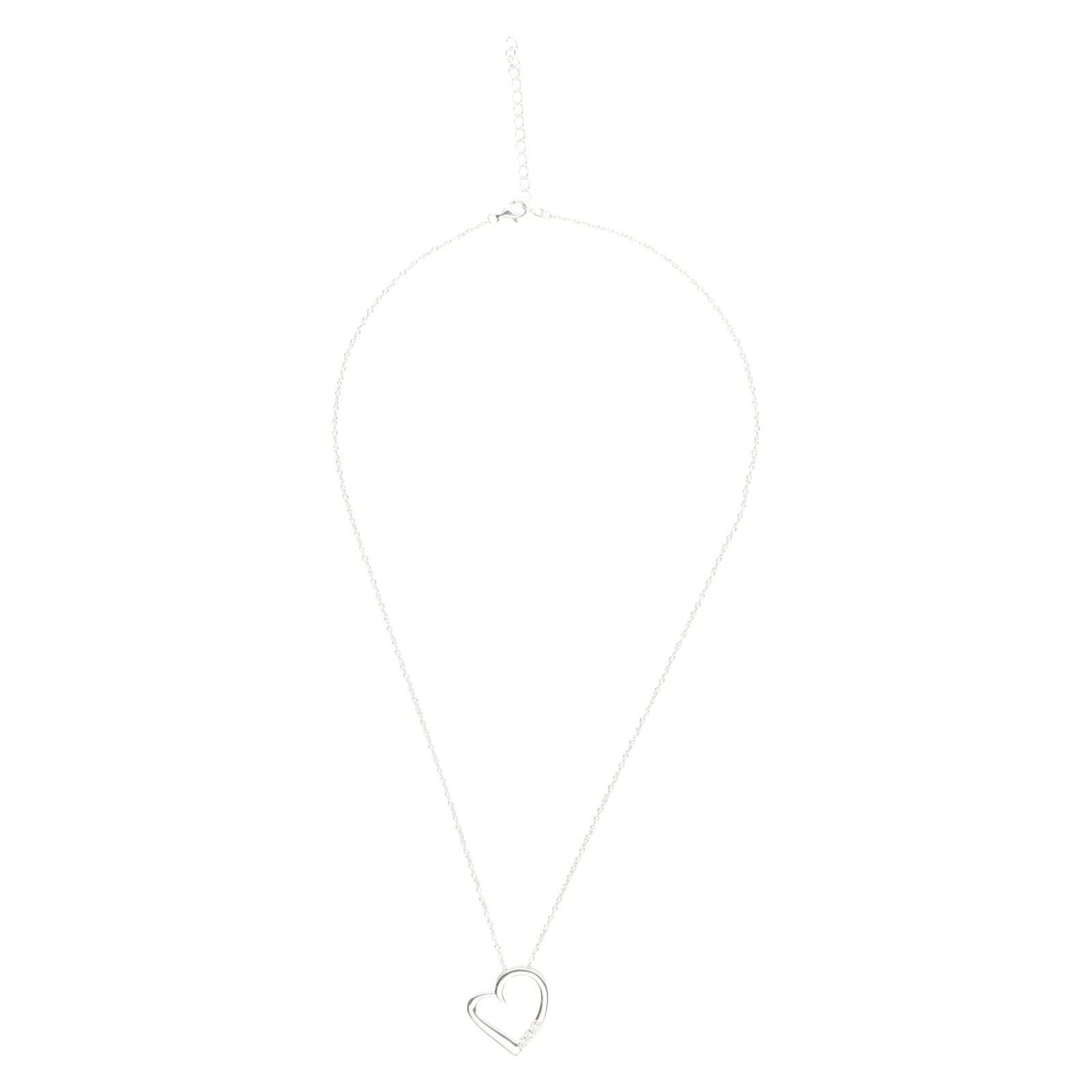 14K Silver Plated Necklace Love Heart Pave Pendant Necklace - Image 5