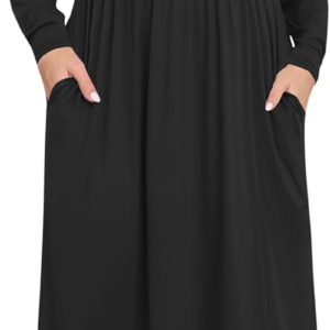 Women'S plus Size Maxi Dresses for Curvy Women Long Sleeve Casual Dress