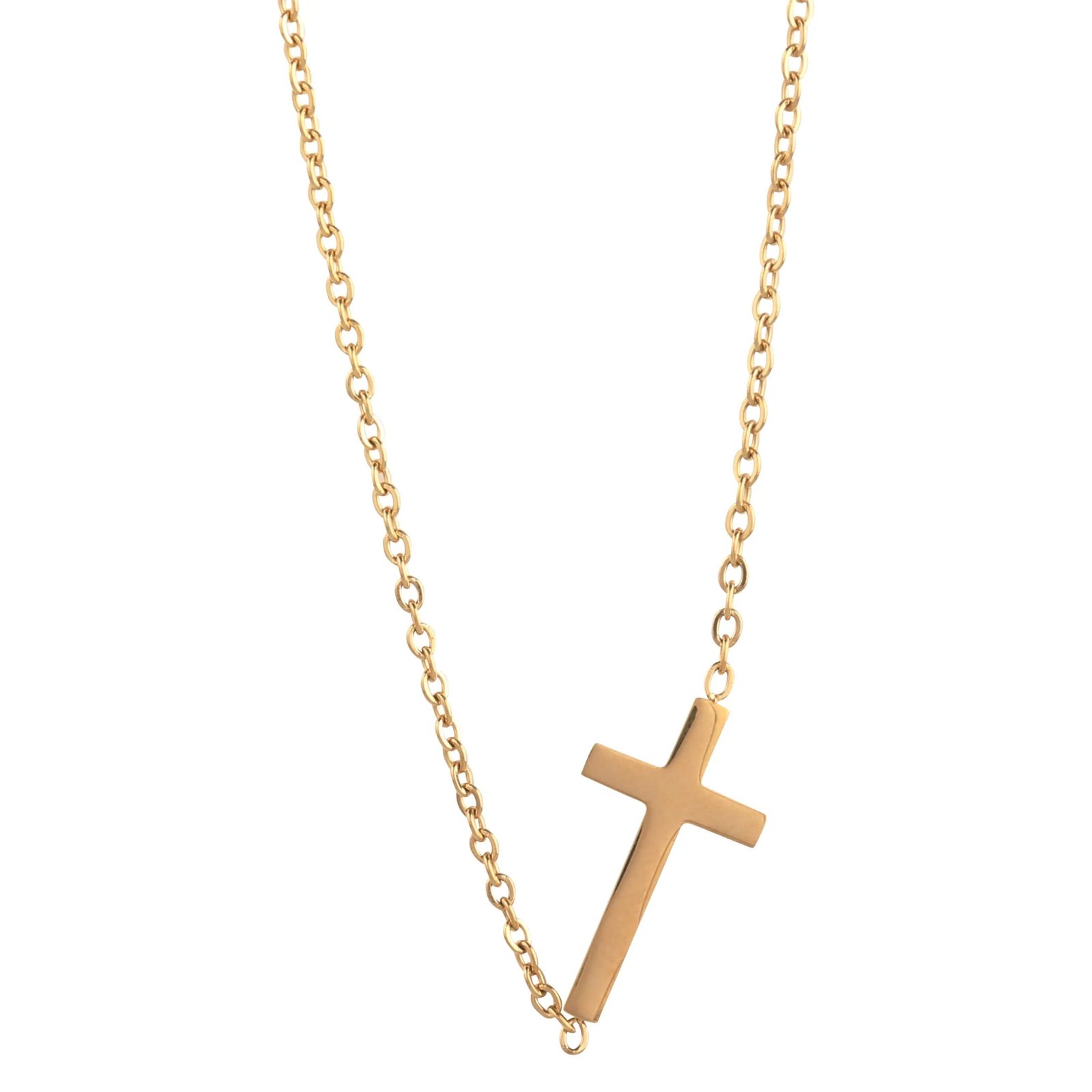 14K Gold Necklace | Gold Plated Cross Pendant Necklace - Image 6