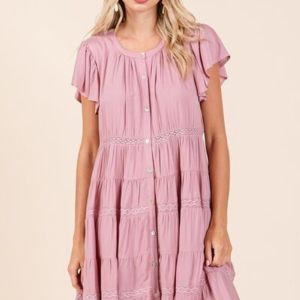 Mittoshop Lace Detail Ruffled Button down Tiered Dress