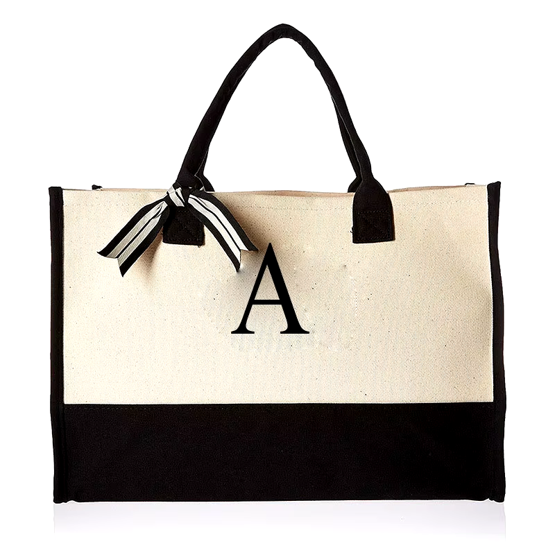Tote Bag Fashion Canvas Totes Letters Flower Portable Beach Shoulder - Image 2