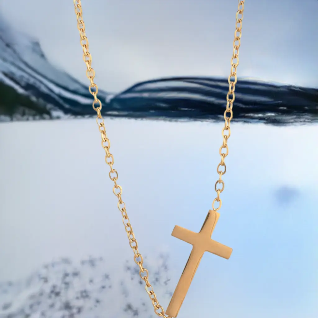 14K Gold Necklace | Gold Plated Cross Pendant Necklace - Image 5